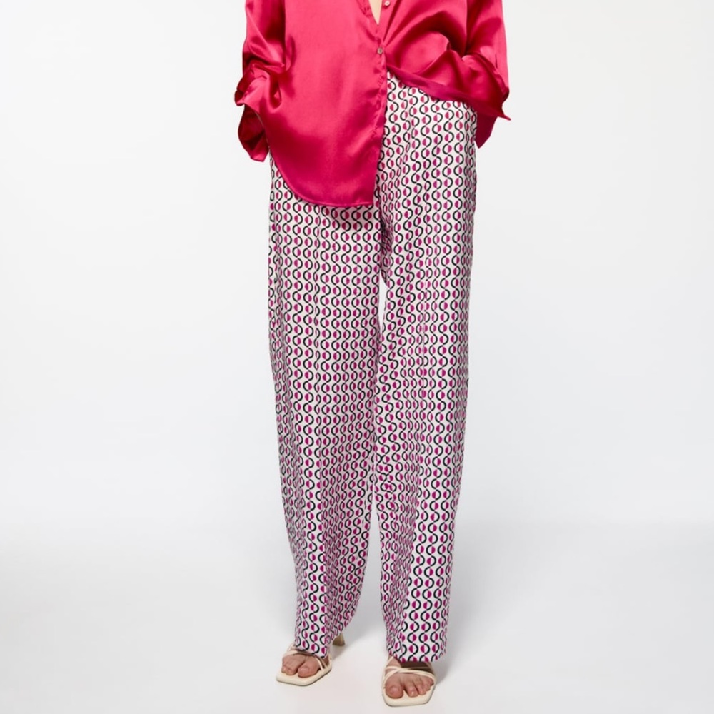 ZARA Print wide leg pants